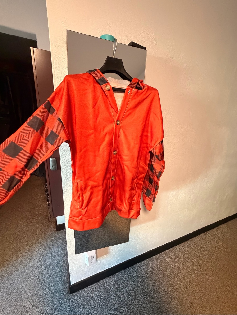 Orange Denver Broncos Plaid-Sleeve Hooded Jacket